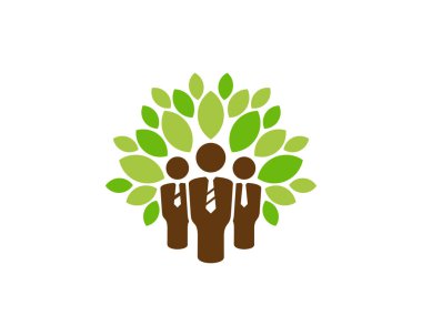 Grup ağaç kutsal kişilerin resmi Logo tasarım öğesi