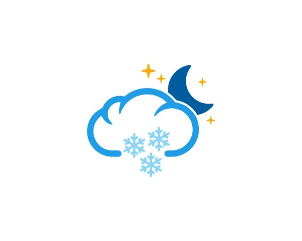 Nacht Schnee Wetter Saison Symbol Logo Design Element — Stockvektor