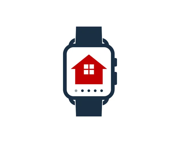 Casa Smart Watch Icona Logo Elemento Design — Vettoriale Stock