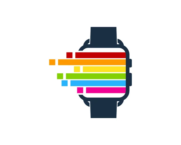 Dijital Akıllı Saat Simgesi Logo Tasarım Öğesi — Stok Vektör