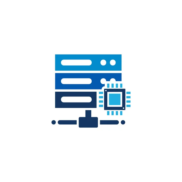 Conception Icône Logo Serveur Processeur — Image vectorielle