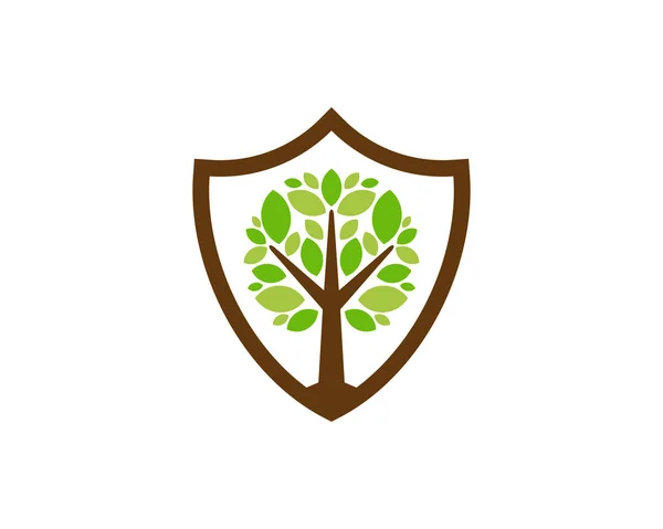 Árvore Escudo Ícone Logotipo Design Elemento — Vetor de Stock
