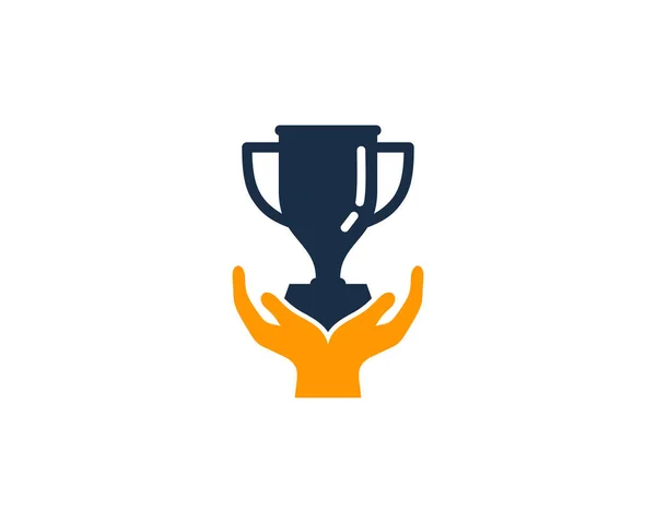 Elemento Design Logo Troféu Cuidados Com Vencedor — Vetor de Stock