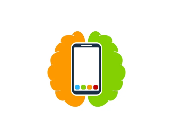 スマート フォン脳アイコン ロゴのデザイン要素 — ストックベクタ