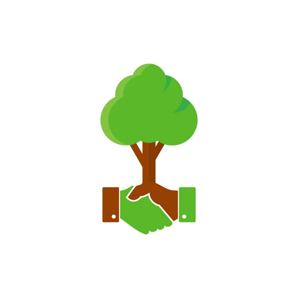 Handshake Tree Logo Icône Design — Image vectorielle