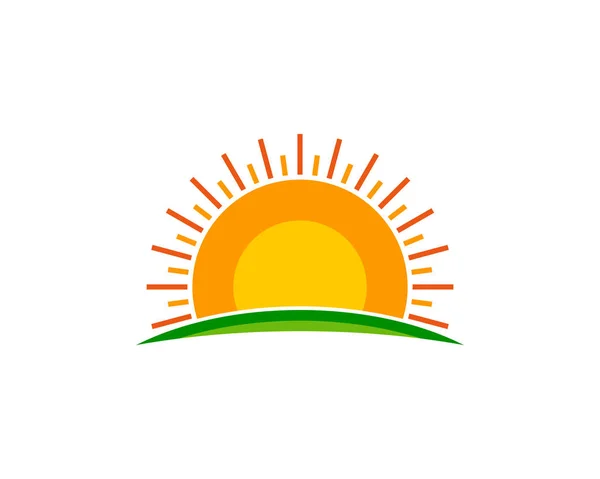 Ufuk Güneş Simgesi Logo Tasarım Öğesi — Stok Vektör