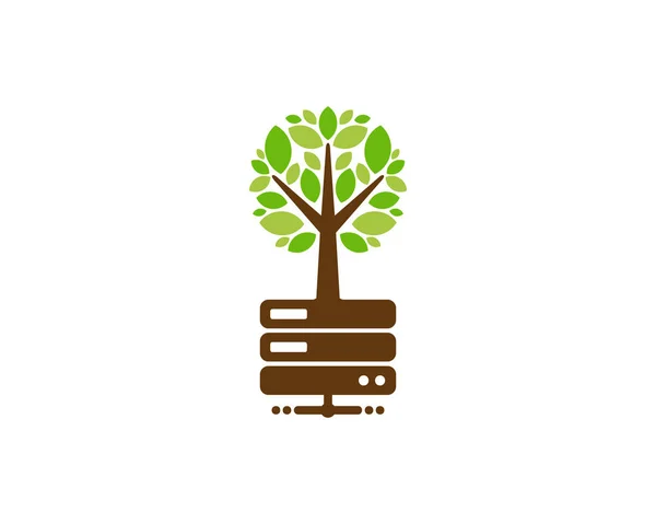 Élément Conception Logo Icône Serveur Arbre — Image vectorielle