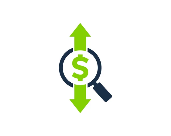 Dolar Wyszukiwanie Giełdzie Ikona Logo Projektowanie Elementów — Wektor stockowy