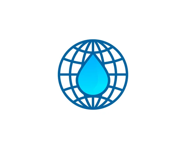 Logo Dell Acqua Globe Icona Design — Vettoriale Stock