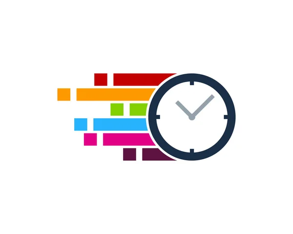 Digital Pixel Time Icon Elemento Diseño Logotipo — Archivo Imágenes Vectoriales