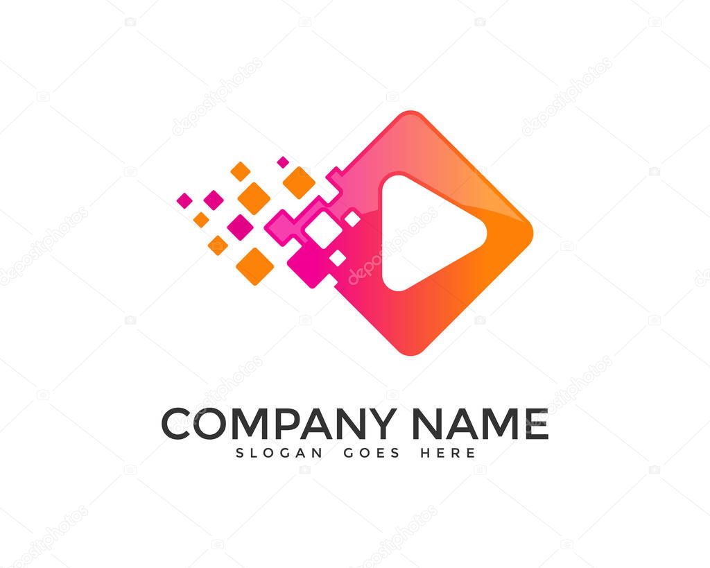 Pixel Media Pixel Play Logo Design Template