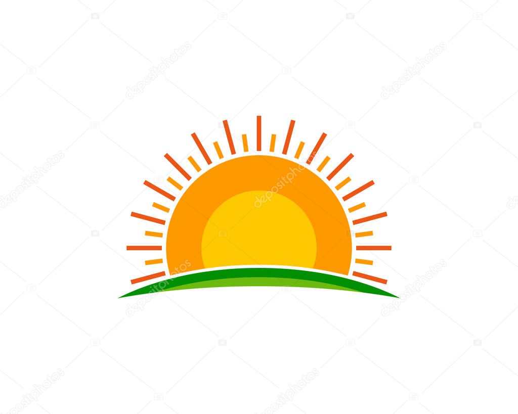 Horizon Sun Icon Logo Design Element