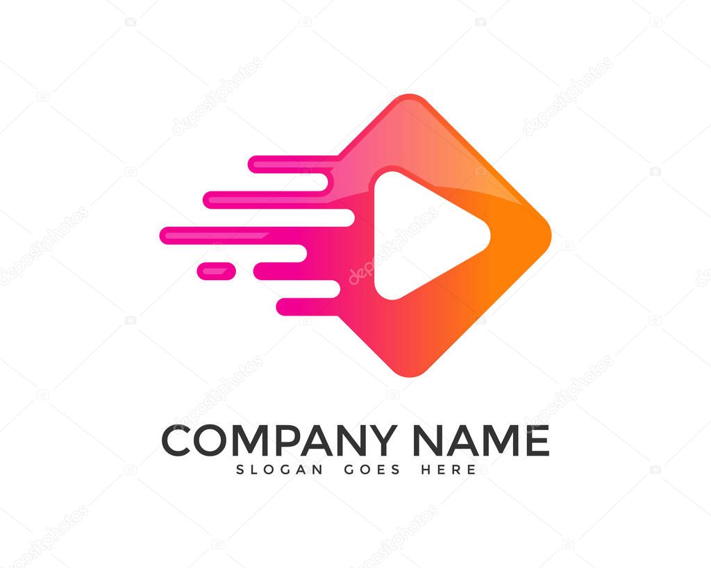 Fast Media Quick Play Logo Design Template