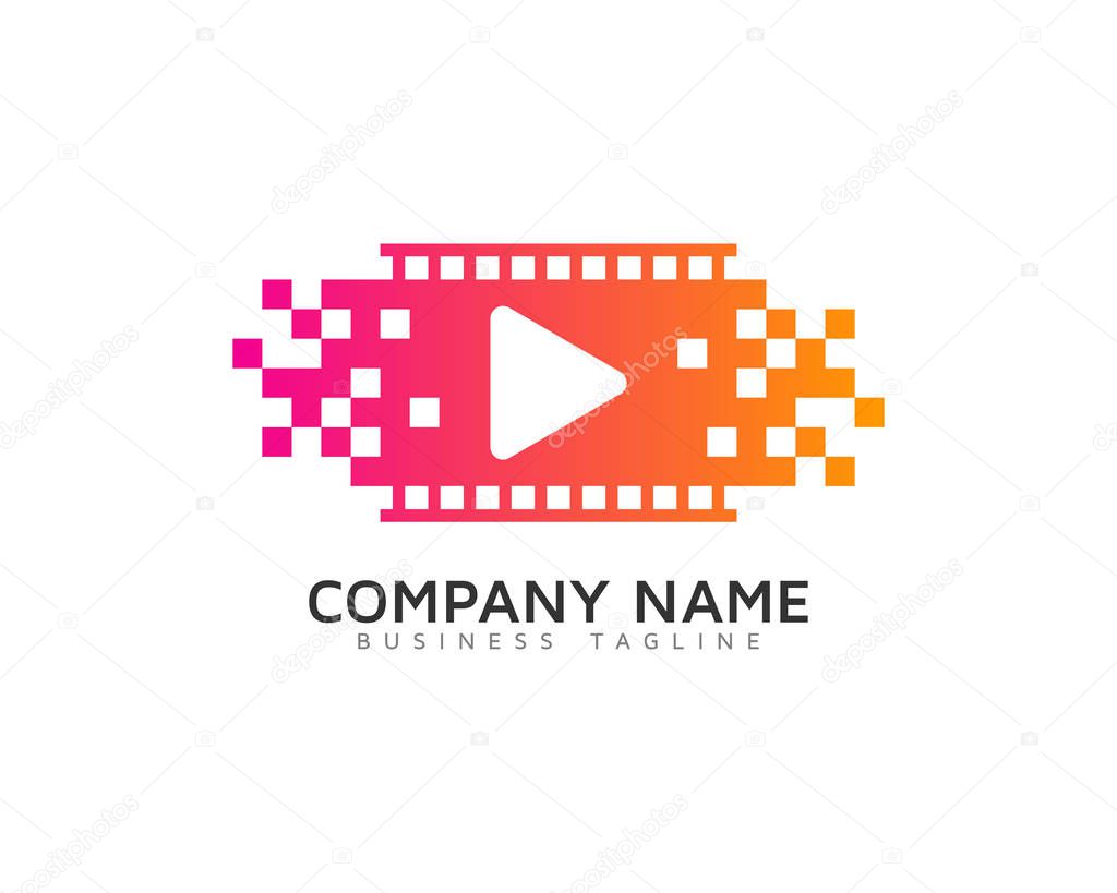 Pixel Video Logo Icon Design
