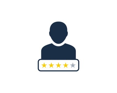 Dört yıldızlı istemci bonservis simgesi Logo tasarım öğesi değerlendirme