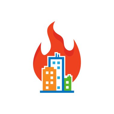 Yanık kasaba Logo simge tasarım