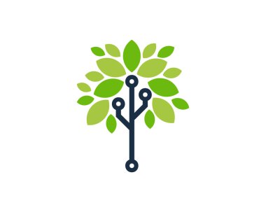 Ağaç Teknolojisi Simgesi Logo Tasarımı Elemanı