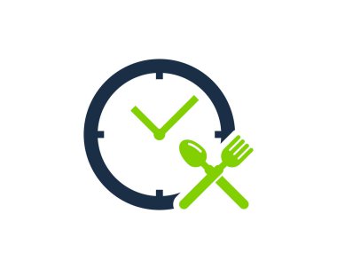 Yemek saat simgesi Logo tasarım öğesi