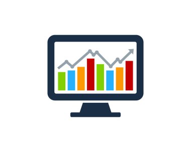 Bilgisayar rapor borsa simgesi Logo tasarım öğesi