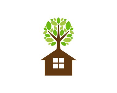 Ev ağaç kutsal kişilerin resmi Logo tasarım öğesi 