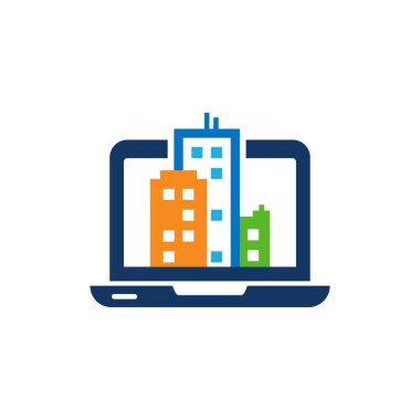 Laptop kasaba Logo simge tasarım