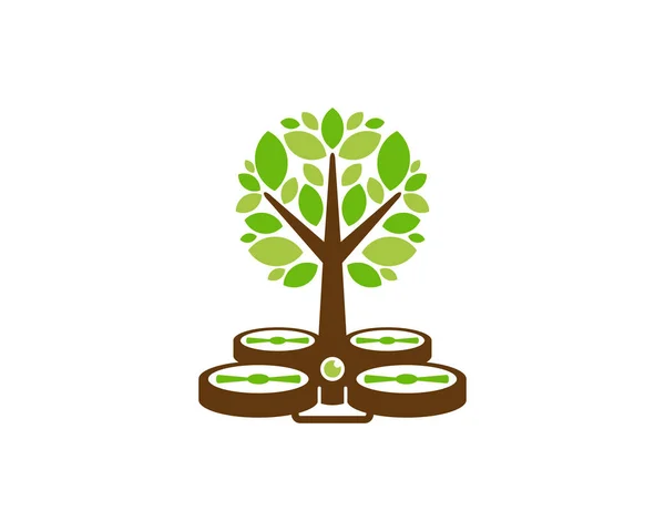 Baum Drohne Symbol Logo Design Element — Stockvektor
