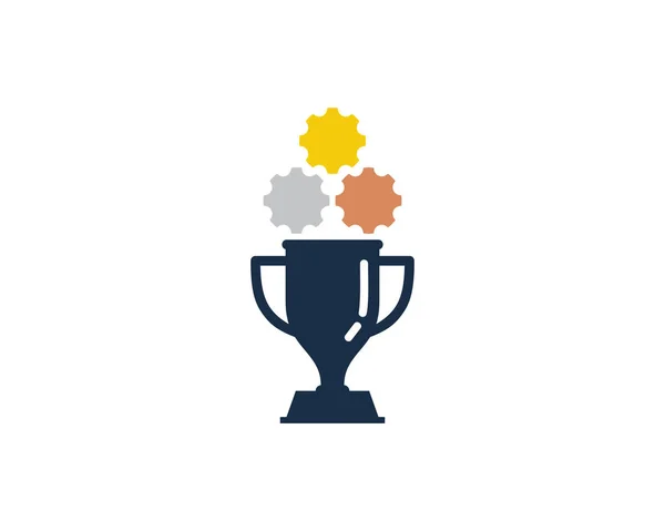Gear Vinnare Trophy Ikonen Logo Designelement — Stock vektor