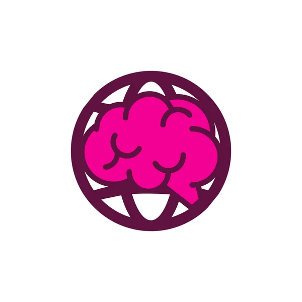 脳の世界ロゴ アイコン デザイン — ストックベクタ