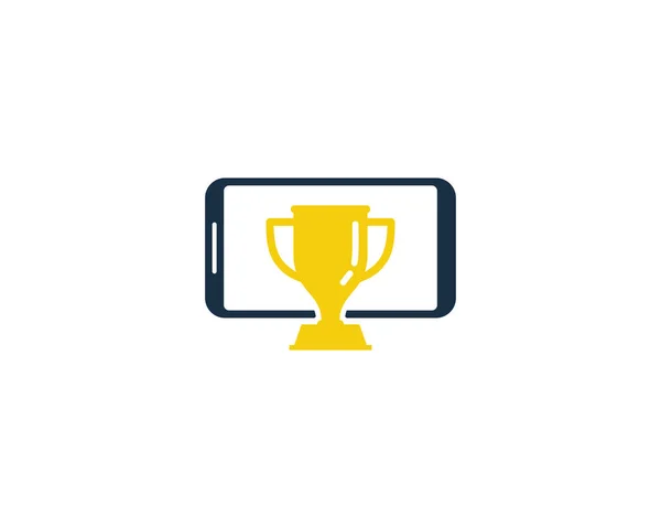 Smartphone Trophy Ikonu Logo Design Element — Stockový vektor
