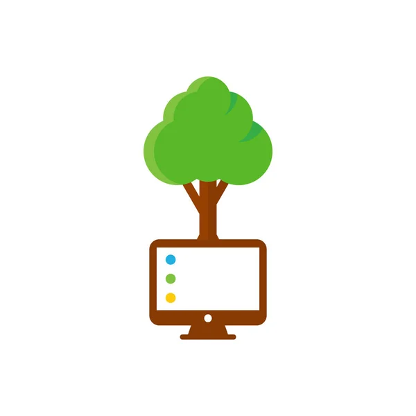 Computer Baum Logo Icon Design — Stockvektor