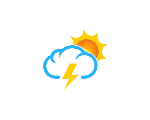 Sun Thunder Pogoda Sezon Ikona Logo Design Element — Wektor stockowy