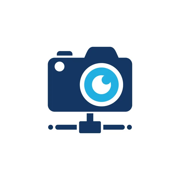 Kamera Kiszolgáló Logo Design Ikon — Stock Vector