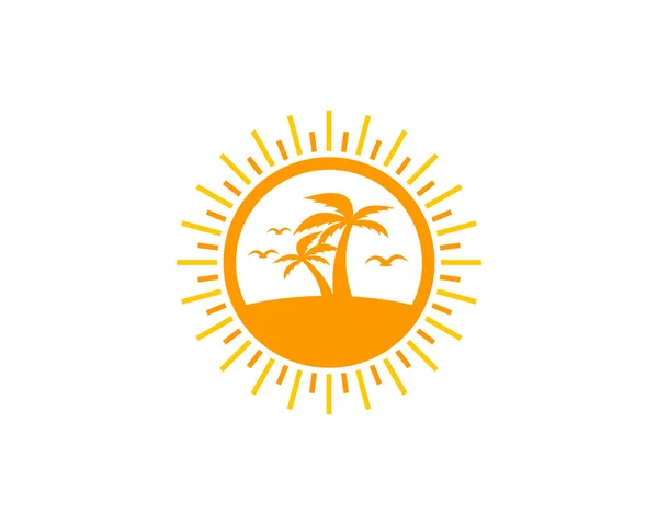 Elemento Progettazione Del Logo Dell Icona Del Sole Della Spiaggia — Vettoriale Stock