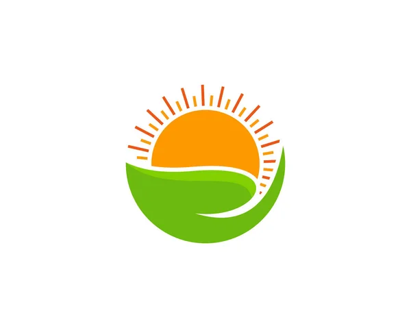 Eko Güneş Simgesi Logo Tasarım Öğesi — Stok Vektör