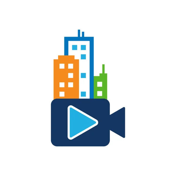 Şehir Video Logo Simge Tasarım — Stok Vektör