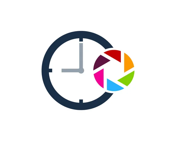 Fotoğraf Saat Simgesi Logo Tasarım Öğesi — Stok Vektör