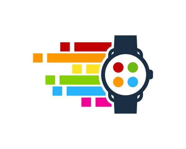 Digital Pixel Reloj Inteligente Icono Elemento Diseño Del Logotipo — Archivo Imágenes Vectoriales