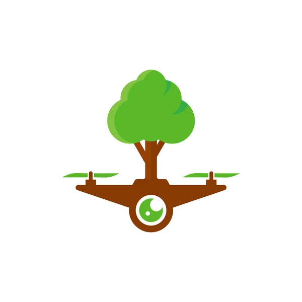 Conception Icône Logo Arbre Drone — Image vectorielle