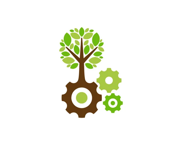 Elemento Diseño Del Logotipo Del Icono Del Árbol Trabajo — Vector de stock