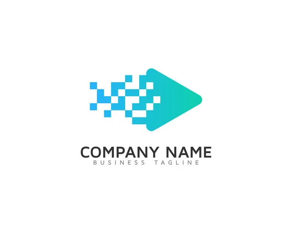 Pixel Video Logo Design Template — Stock Vector