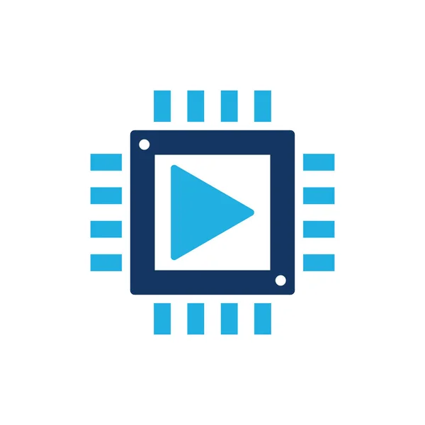 Chip Video Logo Icon Design — Stock Vector