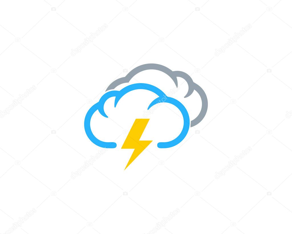 Cloudy Thunder Weather Season Icon Logo Design Element