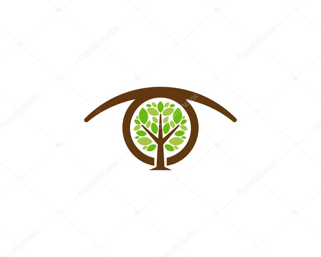 Tree Eye Icon Logo Design Element