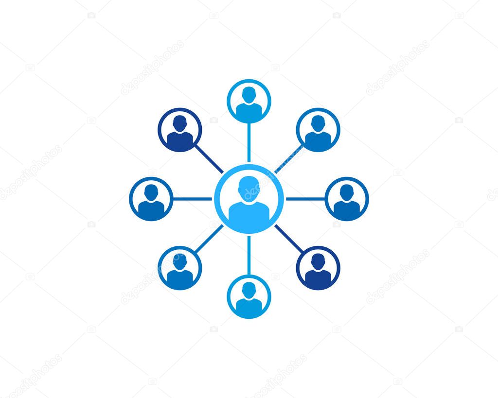 Connected Social Network Icon Logo Design Element