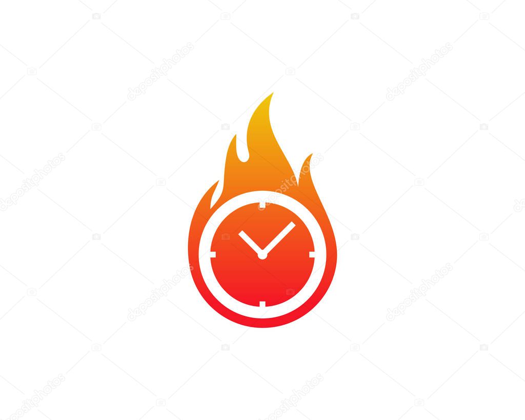 Fire Time Icon Logo Design Element