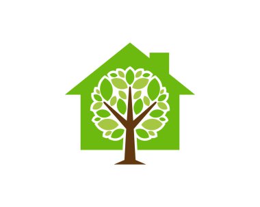 Ağaç ev simgesini Logo tasarım öğesi