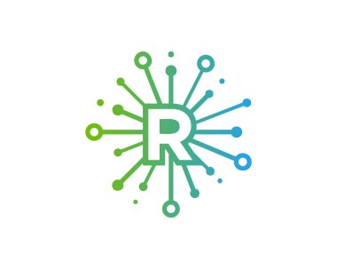 R harfi ağ pay kutsal kişilerin resmi Logo tasarım öğesi