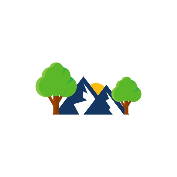 Diseño Del Icono Del Árbol Montaña — Vector de stock