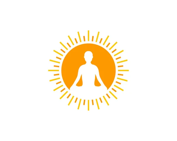 Elemento Design Logo Icona Del Sole Yoga — Vettoriale Stock