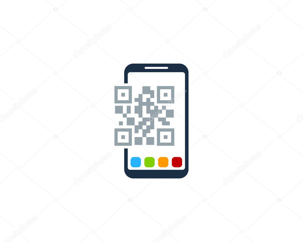 Smartphone Barcode Icon Logo Design Element